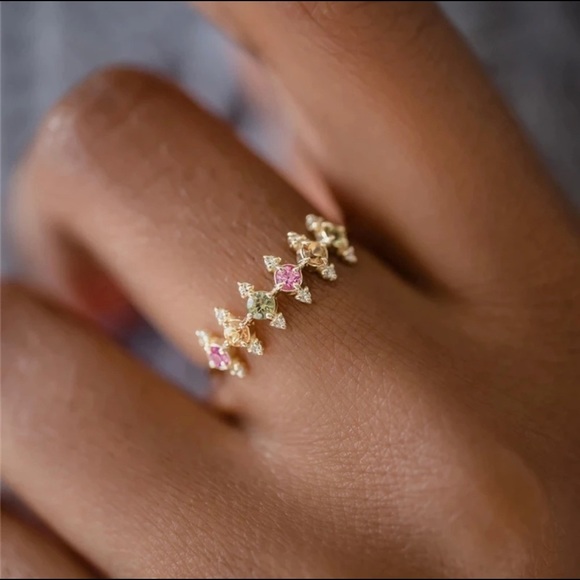 Jewelry - Candy Shop Multicolor Crystals Sparkle Gold 18k Gold-Plated S925 Size 6